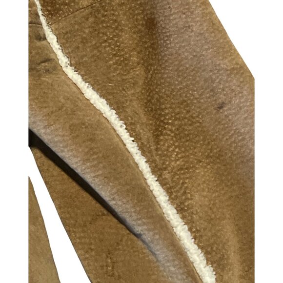 St. Johns Bay Large Washable Suede Coat W/ Faux Shearling Trim Penny Lane Boho - Picture 3 of 9